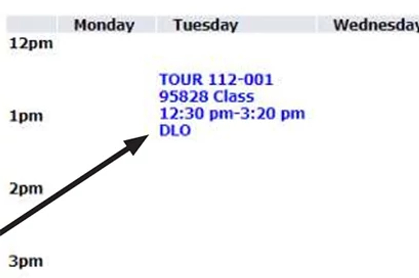 close up of a class timetable