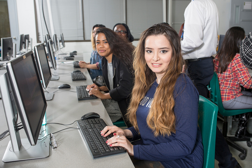 centennial college students working in a computer lab