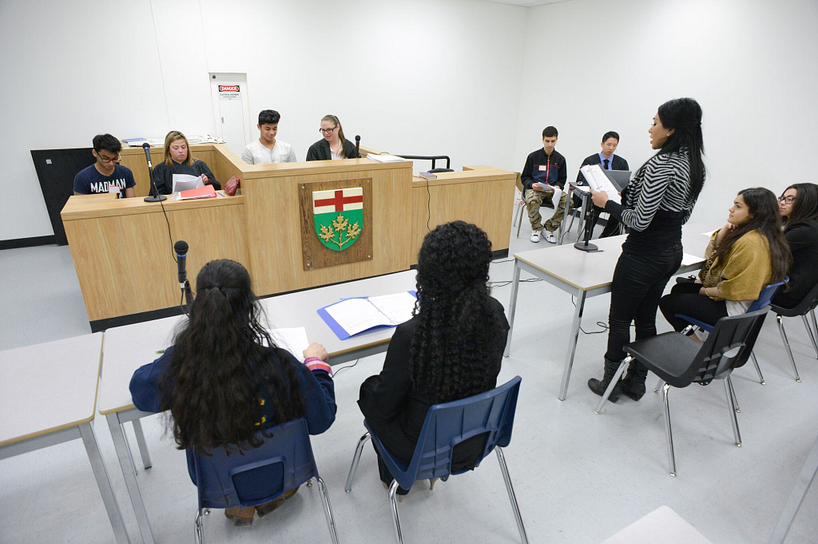 centennial college students participating in a mock trial
