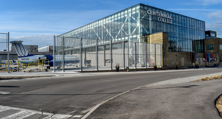 centennial college downsview campus hangar and main building exterior
