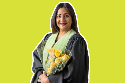 centennial college alumni Lina Farrell in a convocation gown
