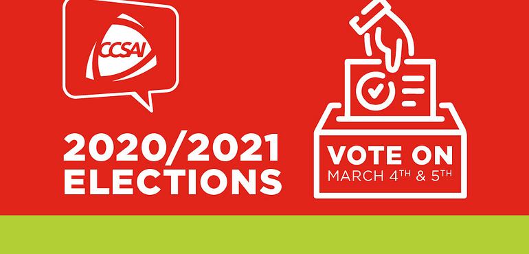 CCSAI banner for 2020-2021 Elections - Vote on March 4th and 5th