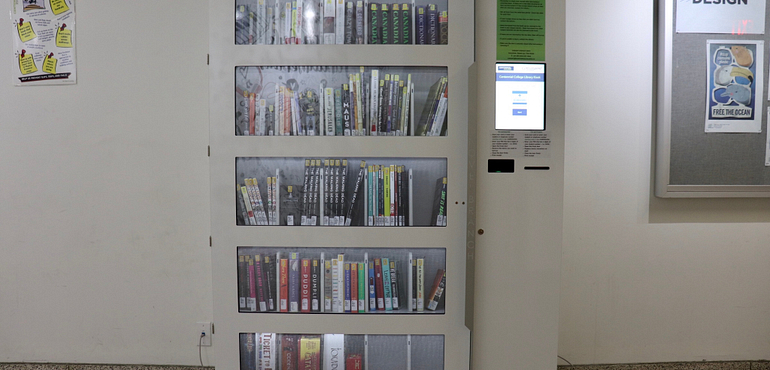 picture of Novelbranch book lending kiosk at Story Arts Centre Campus