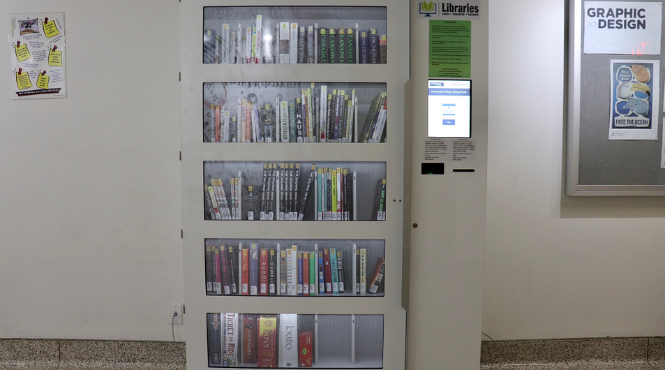 picture of Novelbranch book lending kiosk at Story Arts Centre Campus