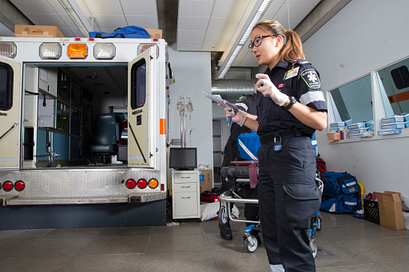 Picture of Paramedic students discussing