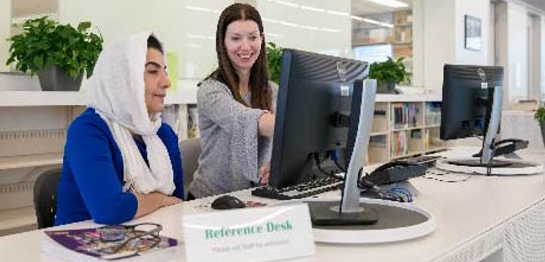 librarian helping student