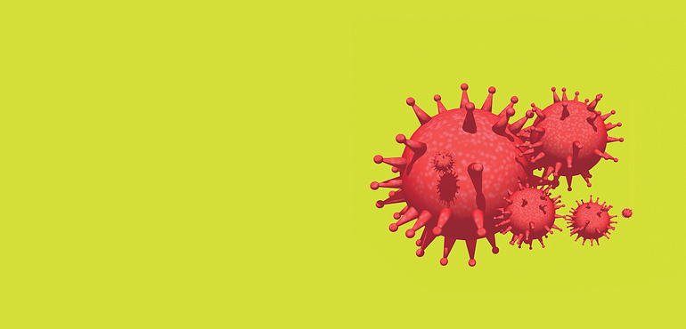 image of COVID-19 virus in relation to library and learning centre services moving online