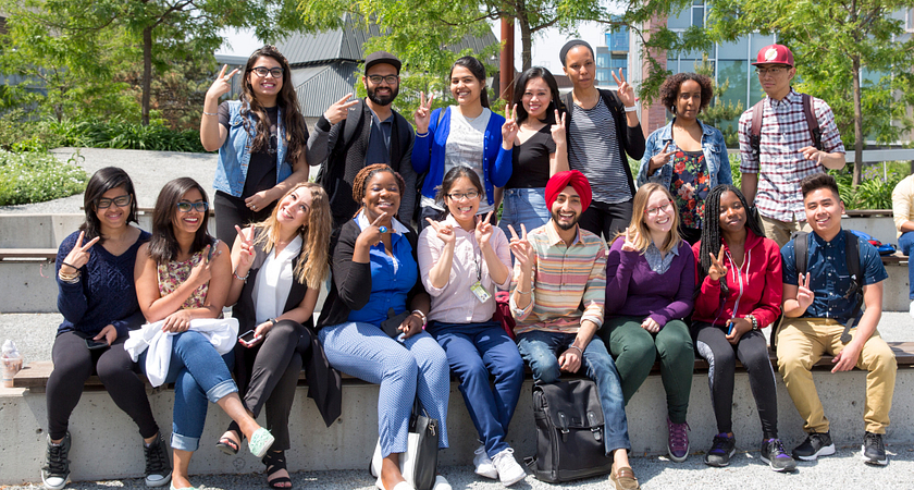 picture of a large group of centennial college student volunteers