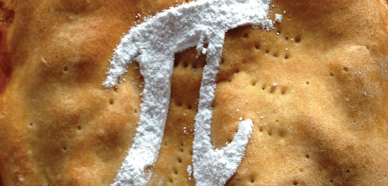 pie with icing sugar pi symbol