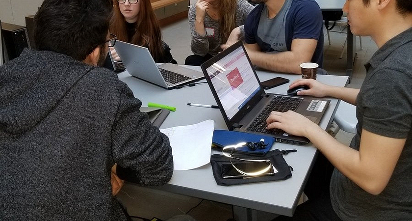 picture of Centennial College students participating in Hackathon in the Progress Campus Library