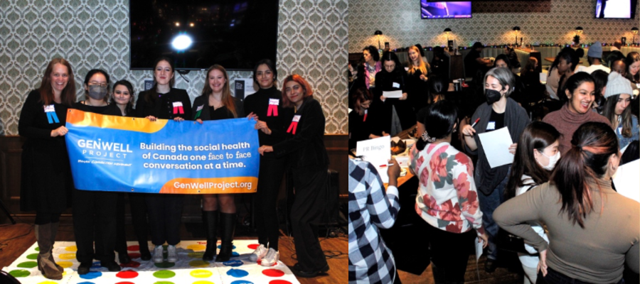 Students participating in A Pants Party, a networking event for CCPR alumni