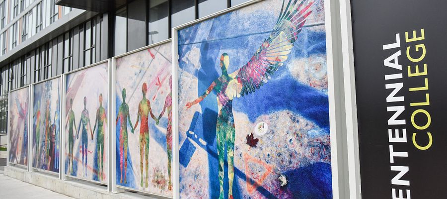 Mural Dare to Achieve outside Progress Campus