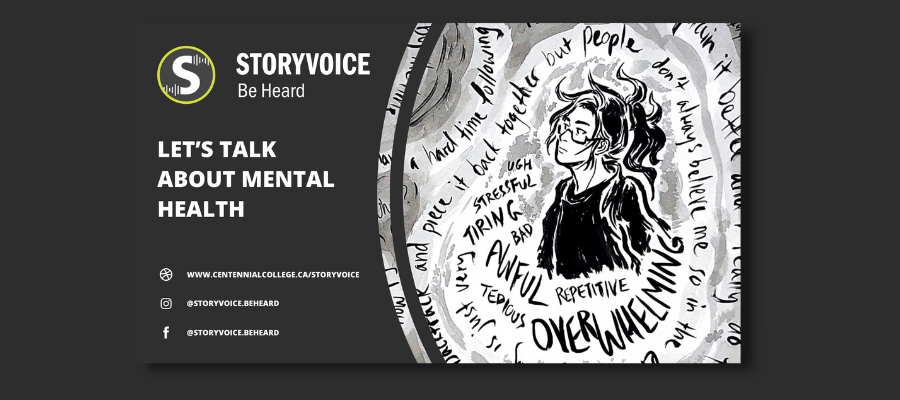 A banner image of the Story Voice Be Heard - Let's Talk About Mental Health