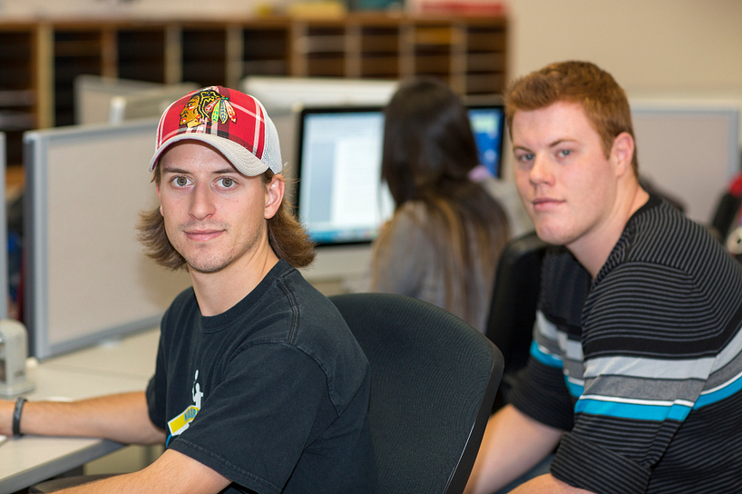 Students sitting at computers