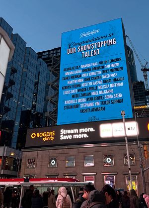 Showstopper Awards digital billboard at Young and Dundas