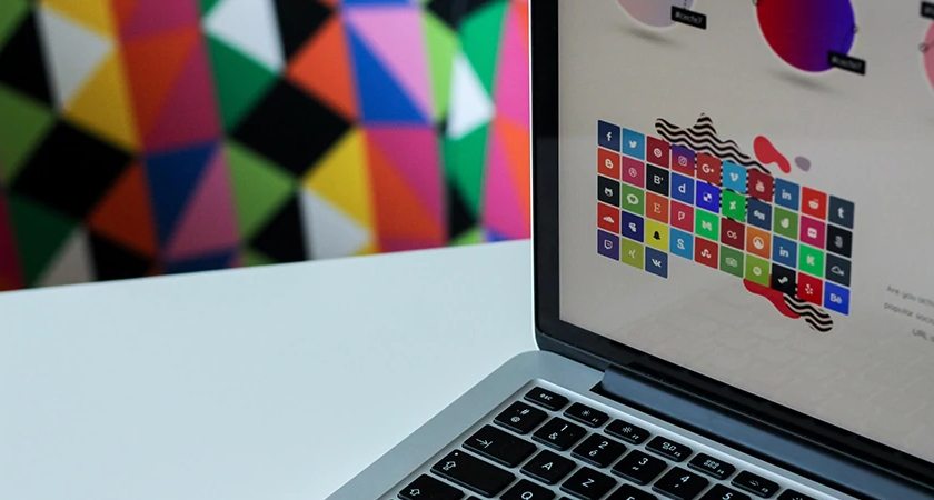 graphic design work on a laptop screen