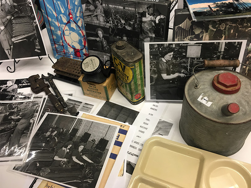 table display of canadian ww2 memorabilia
