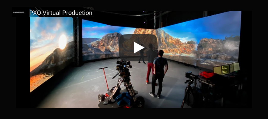 A picture of virtual production in action from the award-winning virtual production studio, Pixomondo