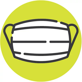 Illustrated icon of a face mask