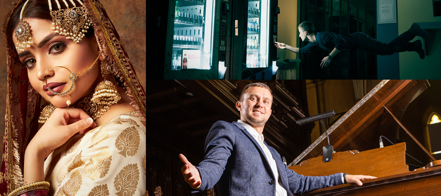 A collage of three different pictures taken by the photographer, Meng Ke