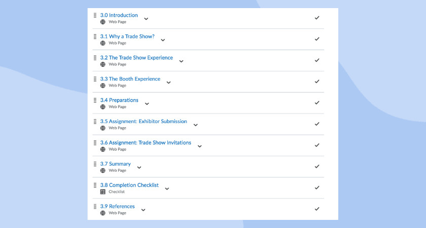 An image of the course outline covered at the Career Networking course