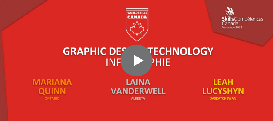 A video of Skills Canada Competition award ceremony, including Centennial College's Graphic Design Student, Mariana Quinn