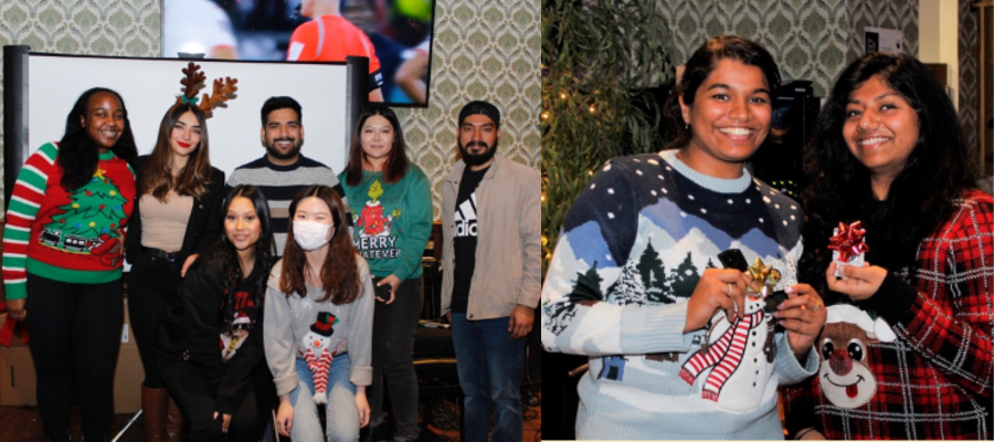 Students participating in a Trivia Toy Drive, a holiday-themed trivia in support of CP24 CHUM Christmas Wish