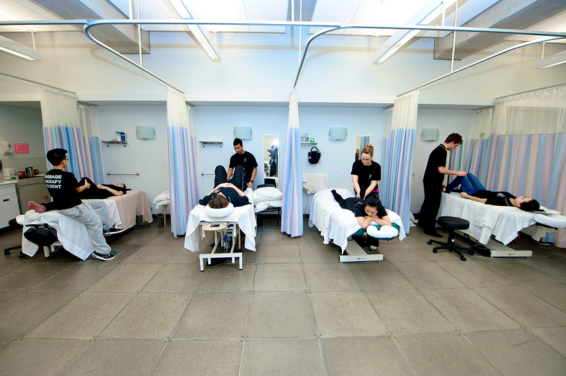 massage therapy students practising