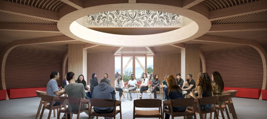 A group of Indigenous students having a discussion at A Block Indigenous Commons