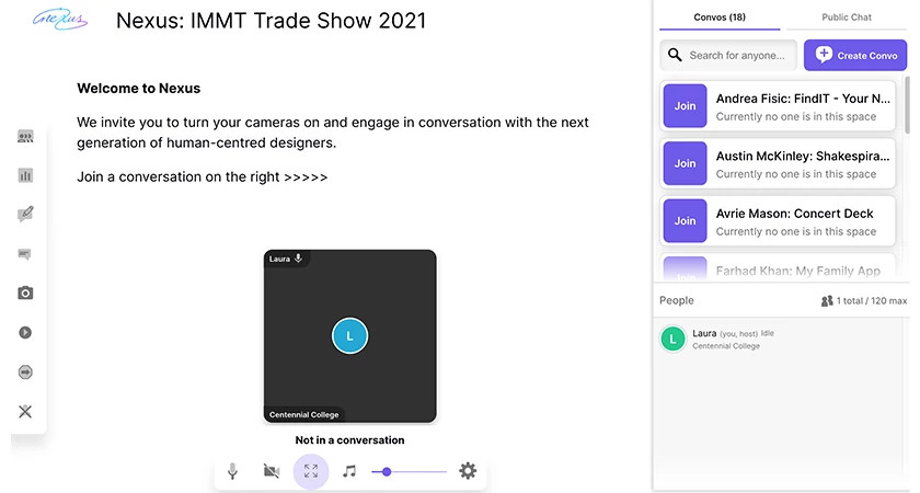 An image of a screen from the Lobby App, an app that specializes in remote events, used at the trade show