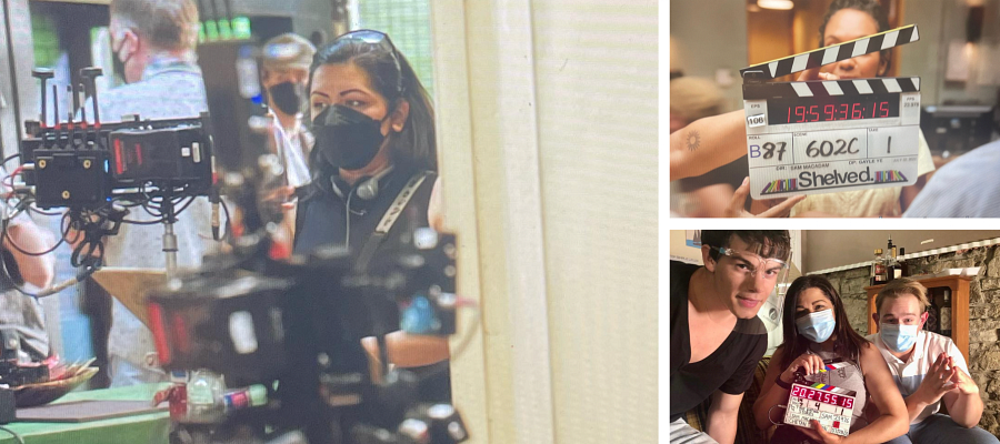 Images of Samatha McAdam performing a video shoot for the movie, Fashionably in Love