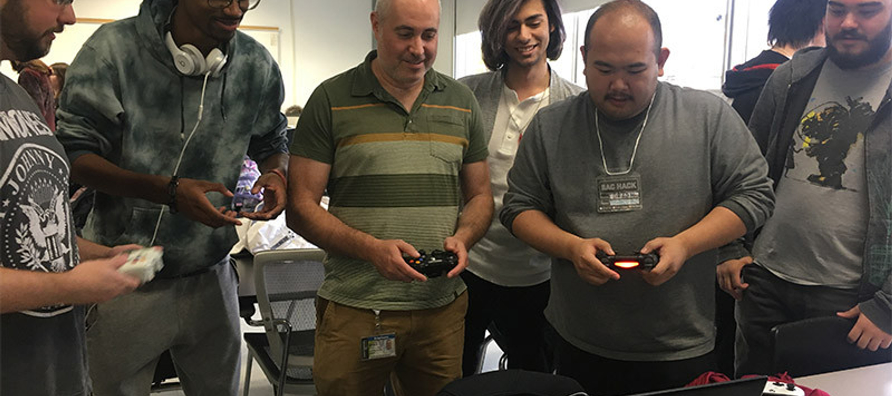 Game Jam participants testing one of the games