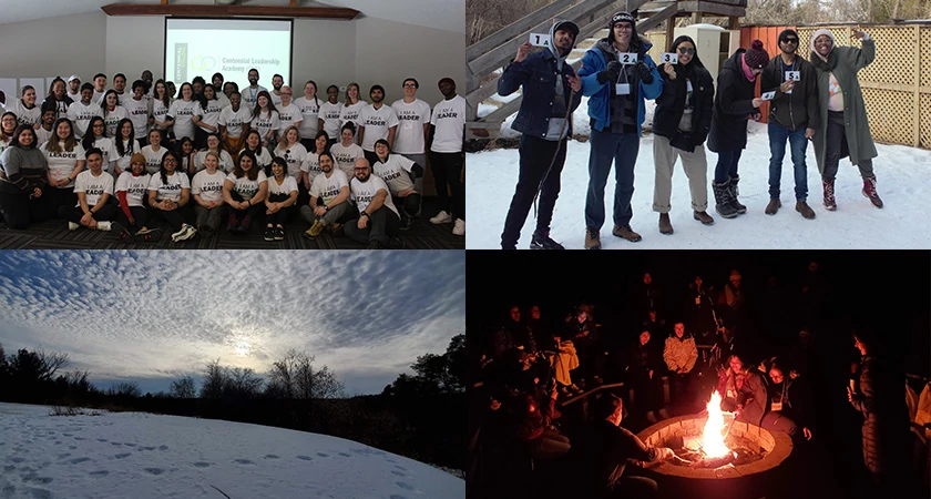 Students at a winter leadership retreat