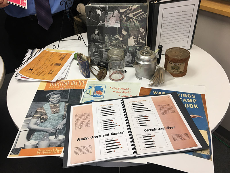 table display of canadian ww2 memorabilia