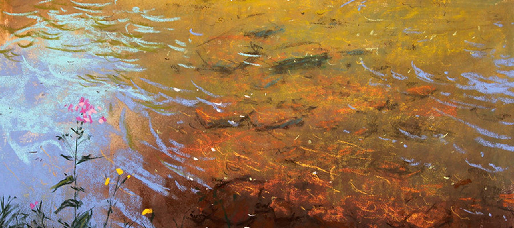 painting of a stream in the woods