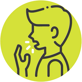 Illustrated icon of a man coughing