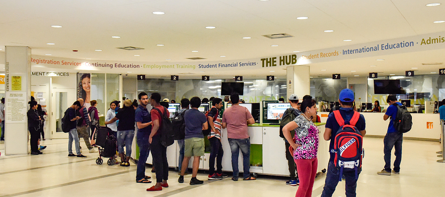 Many students gathered at the Student Hub at Progress Campus