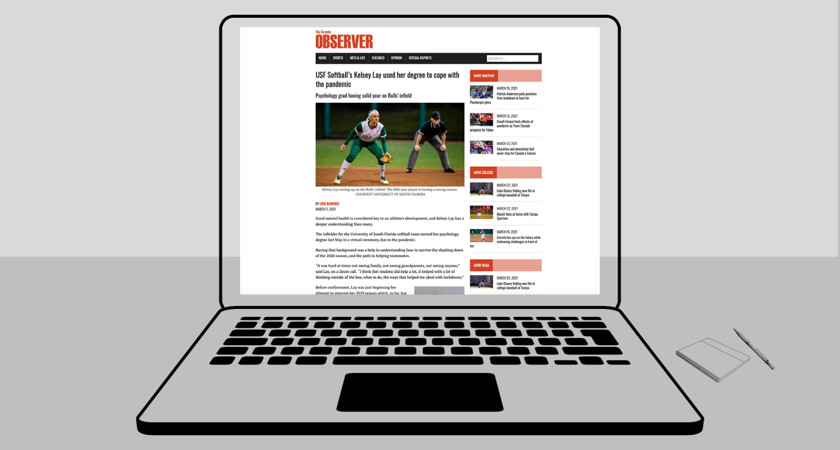 An image of a laptop showing a Sports Journalism article on Centennial’s The Toronto Observer