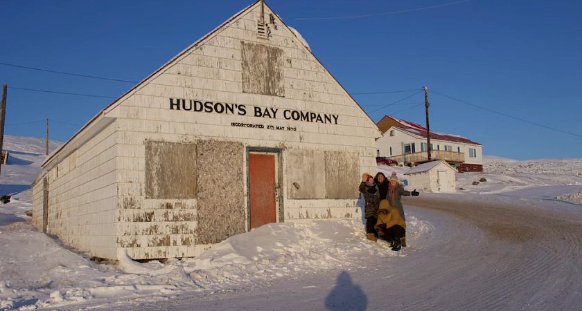 Arts Management studnets posing in fron of the Hudson