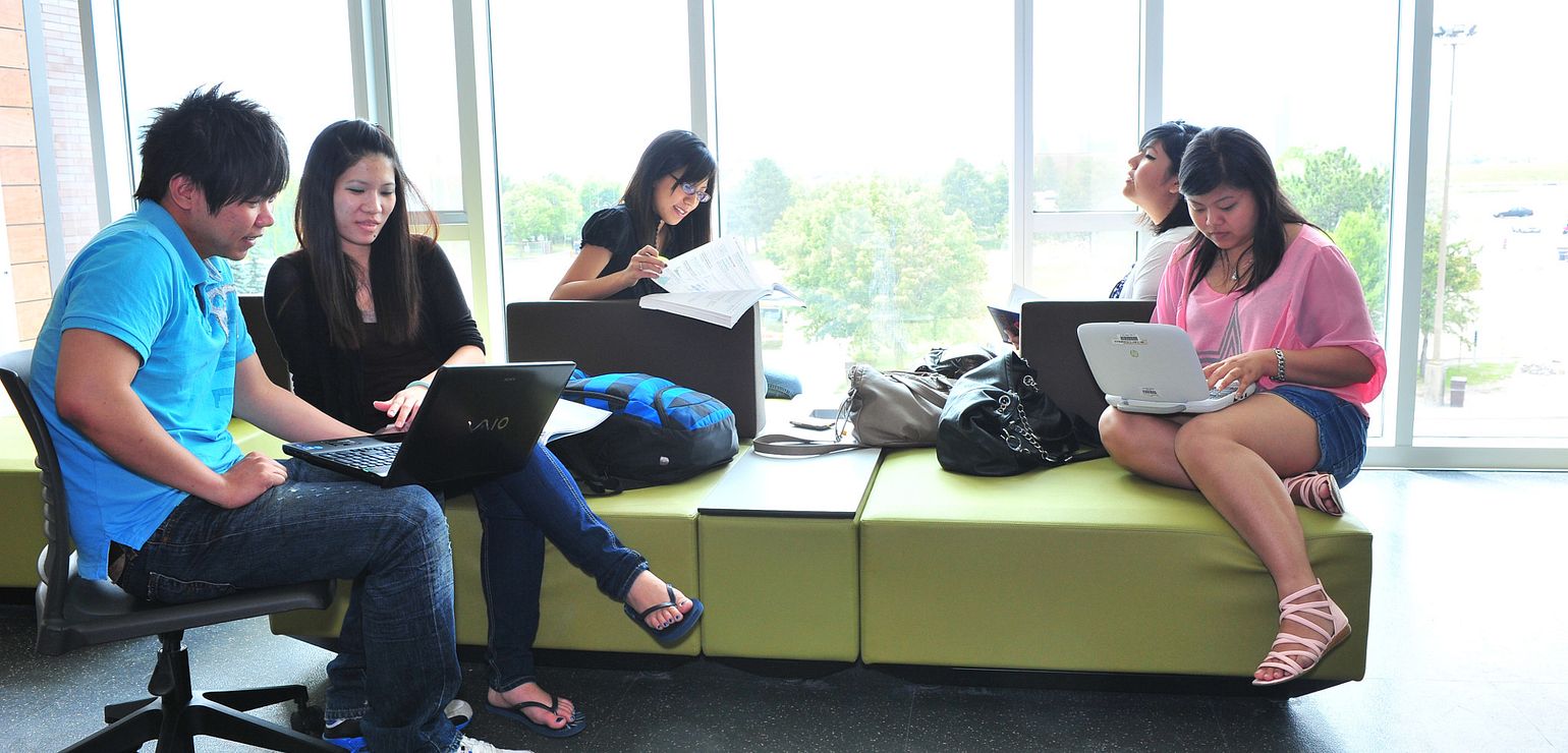 students in the library