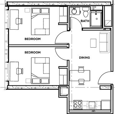 住宅平面图的图片两间卧室豪华