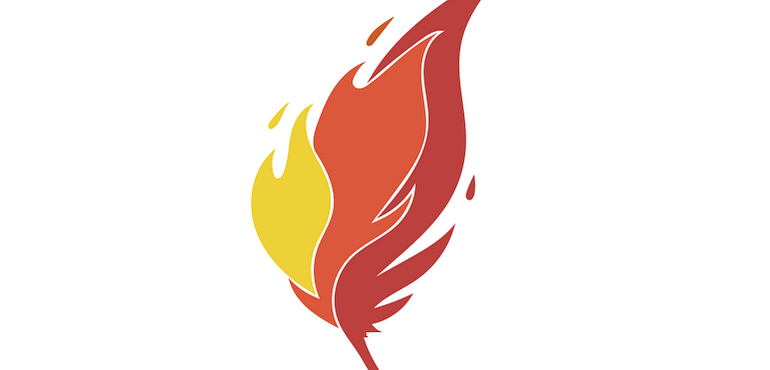 abstract flame design, indigenous studies badge