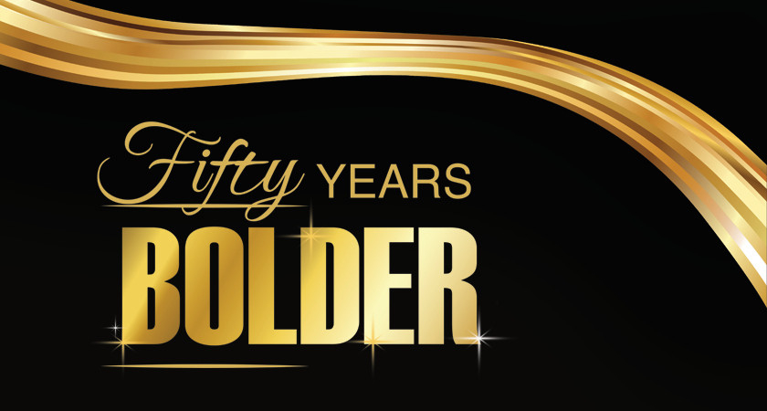 picture of the Centennial College Fifty Years Bolder Gala banner